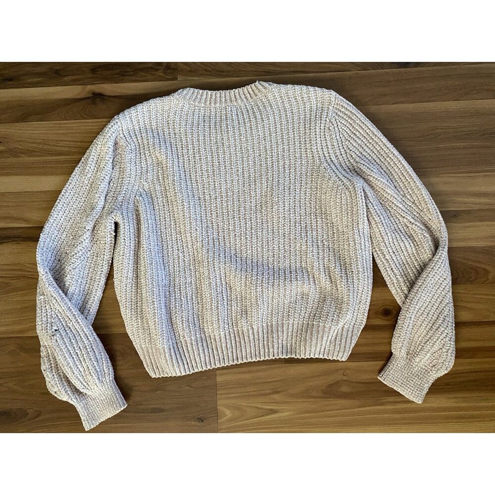 H&M Chenille Blush Pink Medium Sweater Knit Crop Pullover Jumper Chunky Boxy - Picture 10 of 10